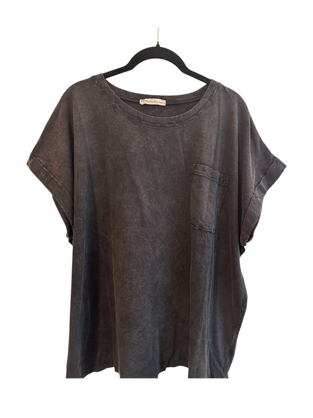 Zenana Outfitters Washed Black Short-Sleeve Pocket Tee